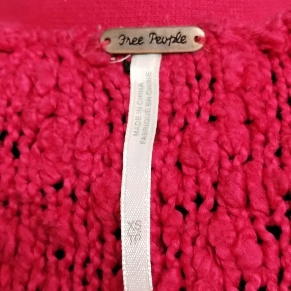 Free People Songbird red brown stripe loose weave long sleeve Sz XS